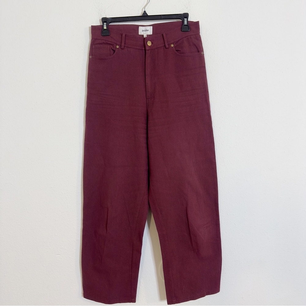 Polder Burgundy Wide-Leg cotton Jeans